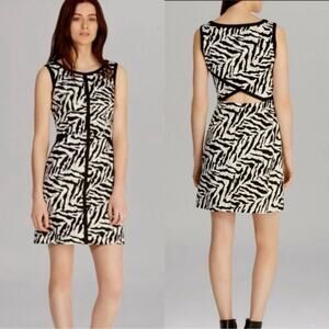 Karen Millen Zebra Print Shift mini Dress Back Cutout NEW